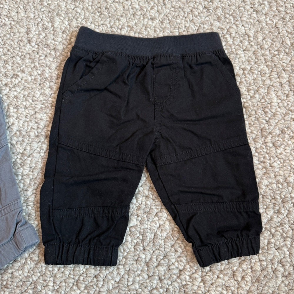 Garanimals Baby Boys Jogger Pants Bundle Black Grey Moto Stitch Size 0-3M 2 Pack - Picture 3 of 5